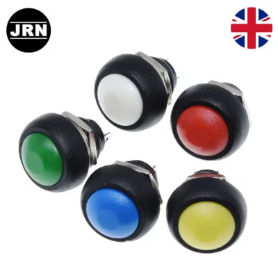 12mm Round Momentary Push Button Switch On Off Waterproof PBS-33B UK - Image 1 of 4