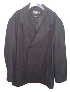 Vintage Original Melton Peacoat By Evergreen Men's Black Size XL Sailor Grunge - Picture 1 of 3