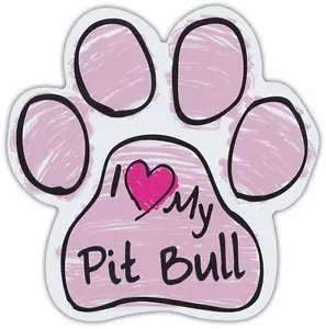 Patas de garabatos rosadas: I LOVE MY PIT BULL TERRIER PITBULL | Imanes en forma de pata de perro - Imagen 1 de 1