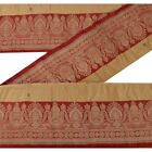 Sanskriti Vintage Decor Trim Cream Sari Border Woven Brocade Craft Sewing Lace