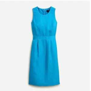 J. Crew strukturierte Leinenmischung Mantel Kleid blau Größe 2 Büro Karriere Reise Neu mit Etikett - Bild 1 von 10