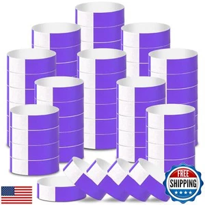 2000 Pcs Paper Wristbands for Events Waterproof Neon Purple Wrist Bands Adhes - Picture 1 of 5