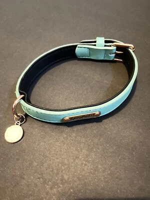 Zippy Paws Fine Leather Collar Green with Rose Gold Metal Hardware Sz Medium - Image 1 of 2