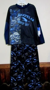 SKATELAB BOYS S (6/7) PAJAMA SET BLACK LAYER LOOK TOP/ BLACK SKULL PANTS NWT - Picture 1 of 3
