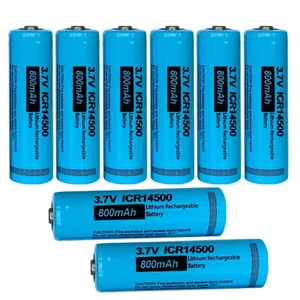 8Pcs AA Rechargeable Battery 3.7V ICR14500 800mAh Li-ion Batteries Button TOP US - Picture 1 of 3