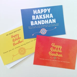 Raksha Bandhan Card - Rakhi Rakhri - 3 Designs - Brother Gift - Hindu Sikh Gift - Picture 1 of 5