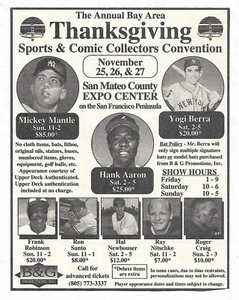 Thanksgiving Sports Comic Collector's Convention CA Print Ad Advertisement 1994 - Picture 1 of 2