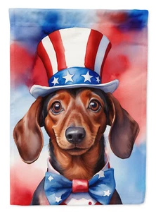 Dachshund Patriotic USA American Flag Garden Size DAC5700GF - Picture 1 of 3