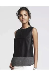Banana Republic $89 Faux Leather Ponte Sleeveless Black Top Size S - Picture 1 of 1