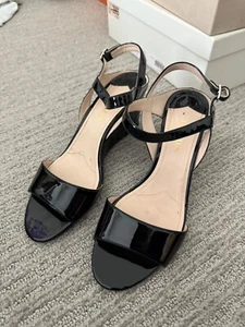 Prada Vernice Nero Patent Leather Wedge Sandals Size EU40 — Stunning & classic - Picture 1 of 5