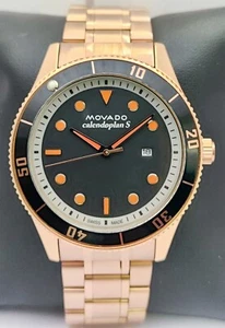 Luxury MOVADO Quartz Men Black Dial With Date Rotating Bezel Wristwatch - Picture 1 of 7