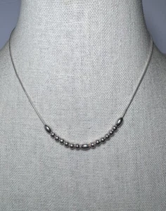 Sterling Silver 925  Floating Beads Necklace Delicate Dainty - Picture 1 of 3