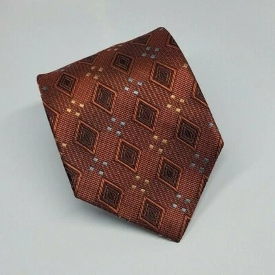 Corbata de seda Jos A Bank naranja cobre azul dorado geométrica para hombre 58 x 3,5/8 Foto 1 de 4