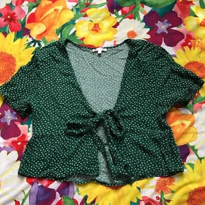 Women’s Lottie Moss Dark Green Floral Tie Front Crop Top XS - Picture 1 of 7