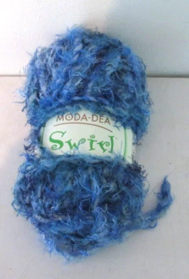 1 Skein Moda-Dea Swirl Yarn 3862 Seaside Blue #5 Weight 50g 1.76 oz Eyelash - Image 1 of 3