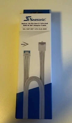 Cavo adattatore Seasonic modulare 16 pin Gen5 12V-2x6 bianco 600W 90° - Immagine 1 di 2