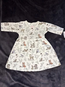 NWT HUDSON BABY 0-3 Months LS Cotton Forest Animals Pattern Fit & Flare Dress - Picture 1 of 2
