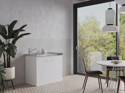 Küche Miniküche Singleküche Küchenzeile Pantry Weiß Levin 100 cm Respekta - Bild 1 von 4