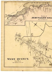 1876 map Medfield village, West Quincy, Jerusalem Rd, Franklin, MA, w/fam names - Picture 1 of 7