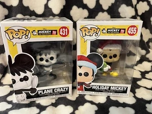 Funko Pop Disney Holiday Mickey Mouse 455 Flugzeug Crazy Mickey 431 Vinyl Figuren - Bild 1 von 3