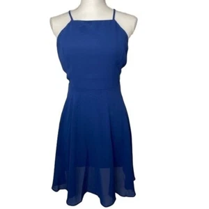 NWT Lulu's women's dress blue sleeveless above the knee mini size Medium - Picture 1 of 9