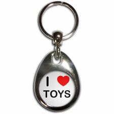 I Love Heart Toys - Chrome Tear Drop Double Sided Key Ring New
