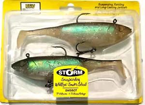 2 x 7" Storm suspending swim shad lures 2 x 18cm 54g shads - silver glitter - Picture 1 of 2