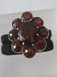 Jugendstil 835er Silber Ring große  Granaten vergoldet  Antikschmuck - Bild 1 von 8