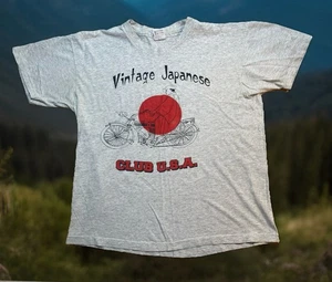 Camiseta Vintage Japonesa Hecha en Motocicleta EE. UU. Club Puntada Única Grande Moto Japón - Imagen 1 de 11