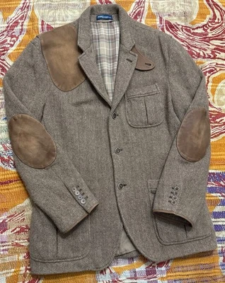 Polo Ralph Lauren Tweed Sport Coat Leather Patchwork Herringbone Jacket RRL$1198 - Image 1 of 4