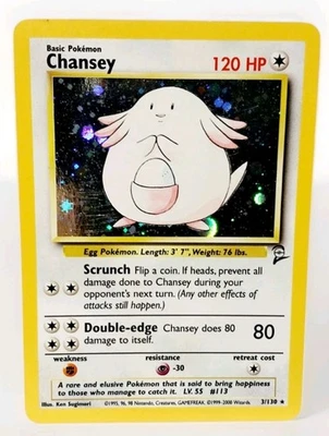 1999 POKEMON GAME 3 CHANSEY - HOLO RAW CARD 3/102 - Image 1 of 3