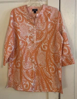 Blusa Mujer Westbound L Coral Rosa Paisley Algodón Sin Arrugas Boho Chic Foto 1 de 4