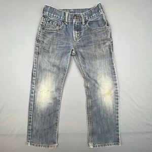 Levis 514 Jeans Boys 8 24x22 Blue Straight Faded Distressed Raw Hem Outdoor - Picture 1 of 11