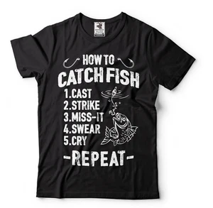 Mens T-shirt Fishing Tee how to catch Fish Mens Funny Tee Shirt Shirt Tee - Picture 1 of 11