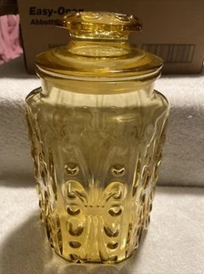 VTG Imperial or LE Smith Amber Yellow Glass Canister Jar Atterbury Scroll MCM 9" - Picture 1 of 3