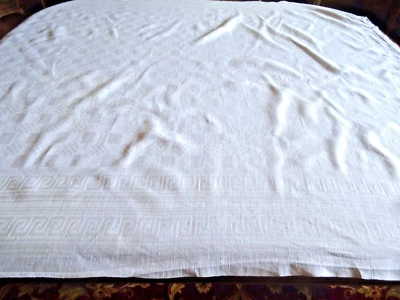 NAPPE vintage en fil de lin damassé - 145 cm x 130 cm - Photo 1/3