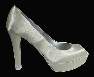 Zapatos de tacón alto Joel para mujer punta abierta marfil satinado Foto 1 de 3