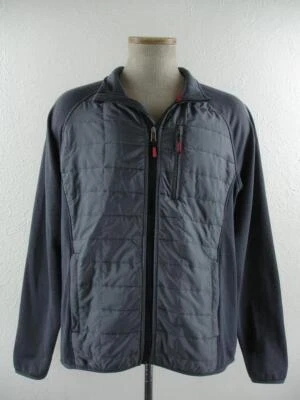 Men's sz L Orvis Mixed Media Stretch Quilted Full-Zip Hybrid Jacket Gray Puffer - Image 1 of 4