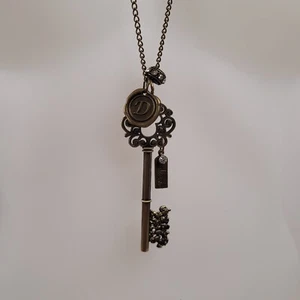 Disney Brass Skeleton Key Pendant Fashion Jewelry Necklace Mickey Collector - Picture 1 of 8