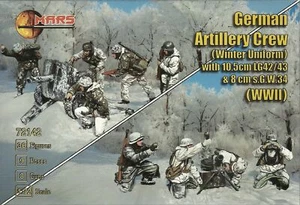 Mars 1/72 WWII German Artillery Crew In Winter Uniforms with LG42 & GrW34 - Picture 1 of 1