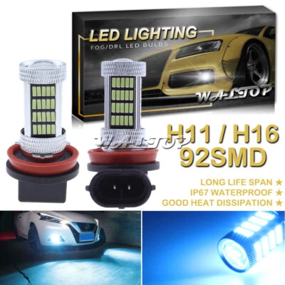 2x 92SMD Ice Blue 8000K H11 LED Fog Light Bulb for Nissan Altima Maxim 2016-2018 - Image 1 of 4