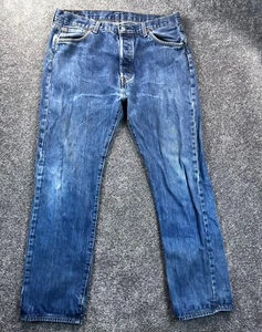 Levis 501 Original Fit Mens Jeans W36 L32 Blue Denim - Picture 1 of 13