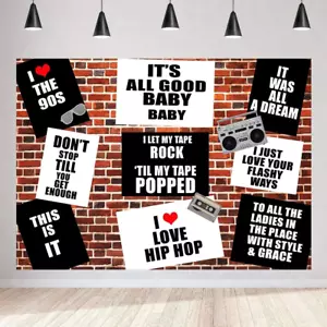 Hip Hop 90S Theme Backdrop, 7X5Ft New Vinyl, Retro Red Brick Wall Photography Ba - Picture 1 of 7
