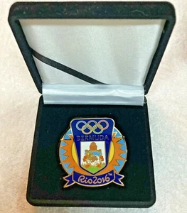 Rio de Janeiro Bermuda Olympic Delegate Jumbo NOC Badge Pin with Box LE 50! - Picture 1 of 1