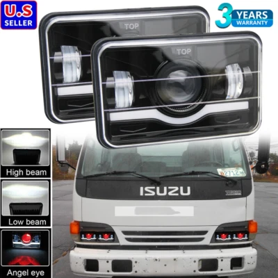 DOT 2PCS 4x6" LED Headlights High-Low Beam DRL For Isuzu NQR NPR-HD FTR H4 6000K - Image 1 of 4