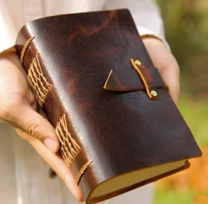 A6 Writing notes Notebook sketchbook Diary Notepad handmade leather brown Q309 - Picture 1 of 9