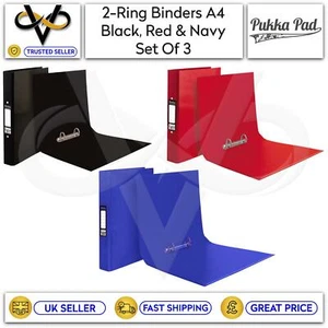 Pukka A4 Ring Binders 2-Ring Black, Red & Navy Set Of 3 Office School - Picture 1 of 1