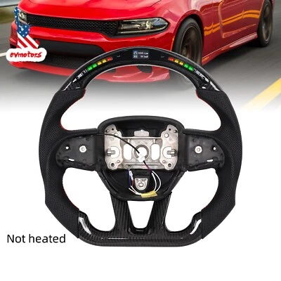 LED Carbon Fiber Steering Wheel For Dodge Charger Durango SRT Hellcat 2015-2023 Foto 1 de 4