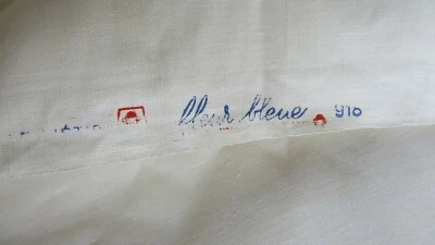 Coupon N°1 tissu ancien drap toile métis lin fleur bleue 240 x 320 cm état neuf - Photo 1/4