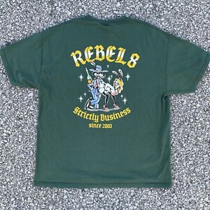 Rebel 8 Shirt Mens XXL Green Strictly Business Graphic Artwork Anti Authority